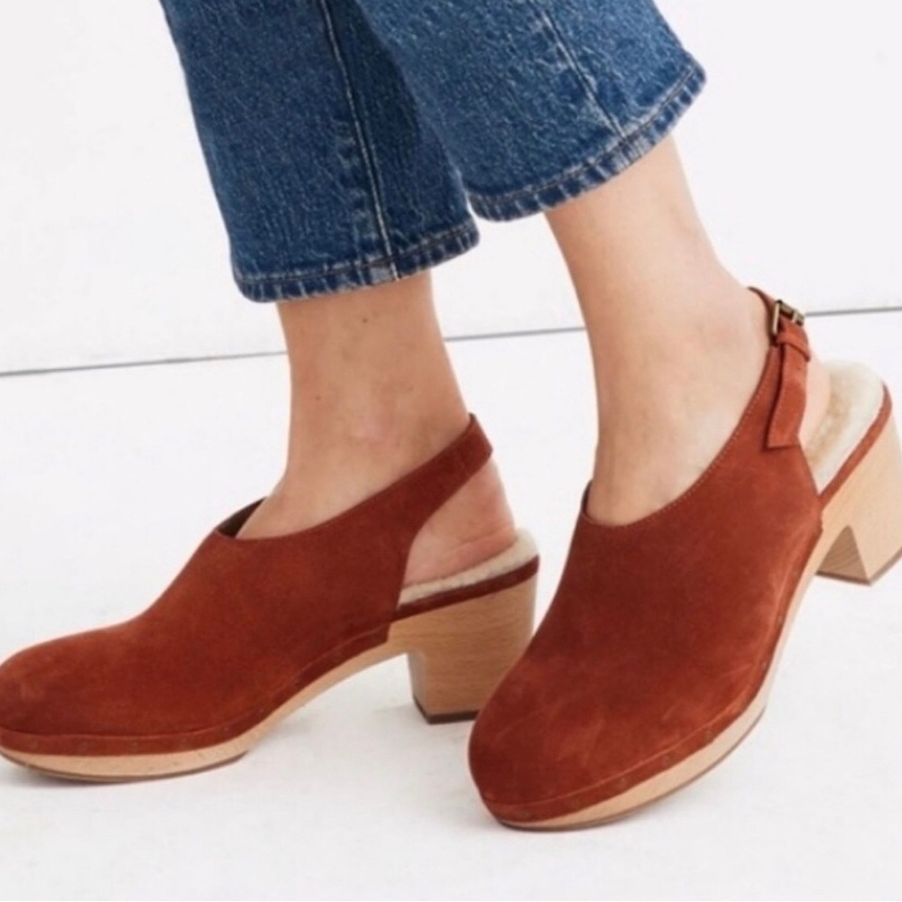 Madewell Suede Clog Slingback with Sherpa Lining